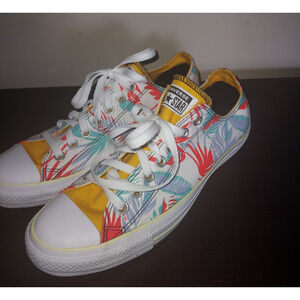 CONVERSE All Star Men's Sneakers 9M Low Top Lace Up Chuck Taylor White Palm Leaf